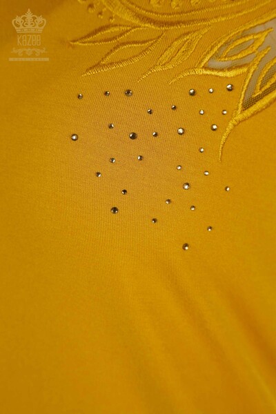 فروش عمده بلوز زنانه - طرح گل - زعفرانی - 79093 | KAZEE - 5