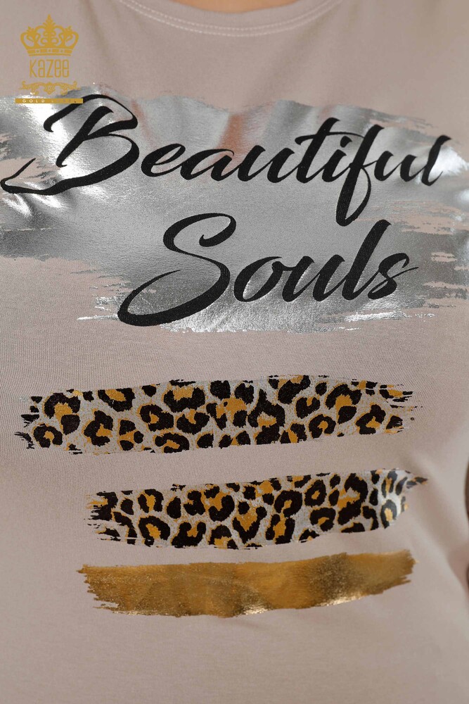 فروش عمده بلوز زنانه پلنگ دوزی یقه خدمه جزئیات خط - 79012 | KAZEE - 18