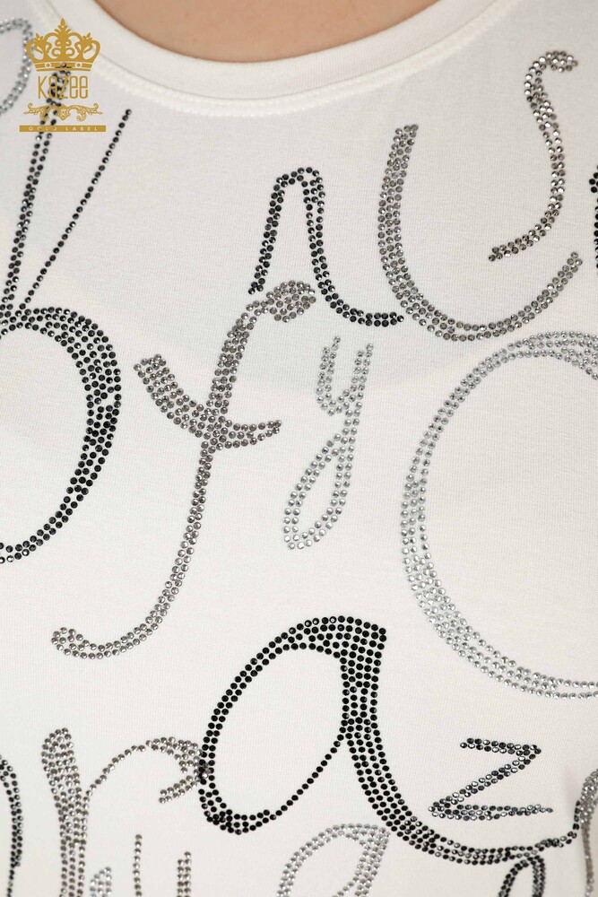 عمده فروشی بلوز زنانه با جزییات نامه اکرو -78833 / کازی - 3