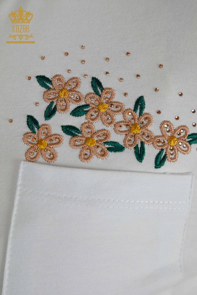 فروش عمده بلوز زنانه - جیبی با جزئیات - سفید - 79477 | KAZEE - 4