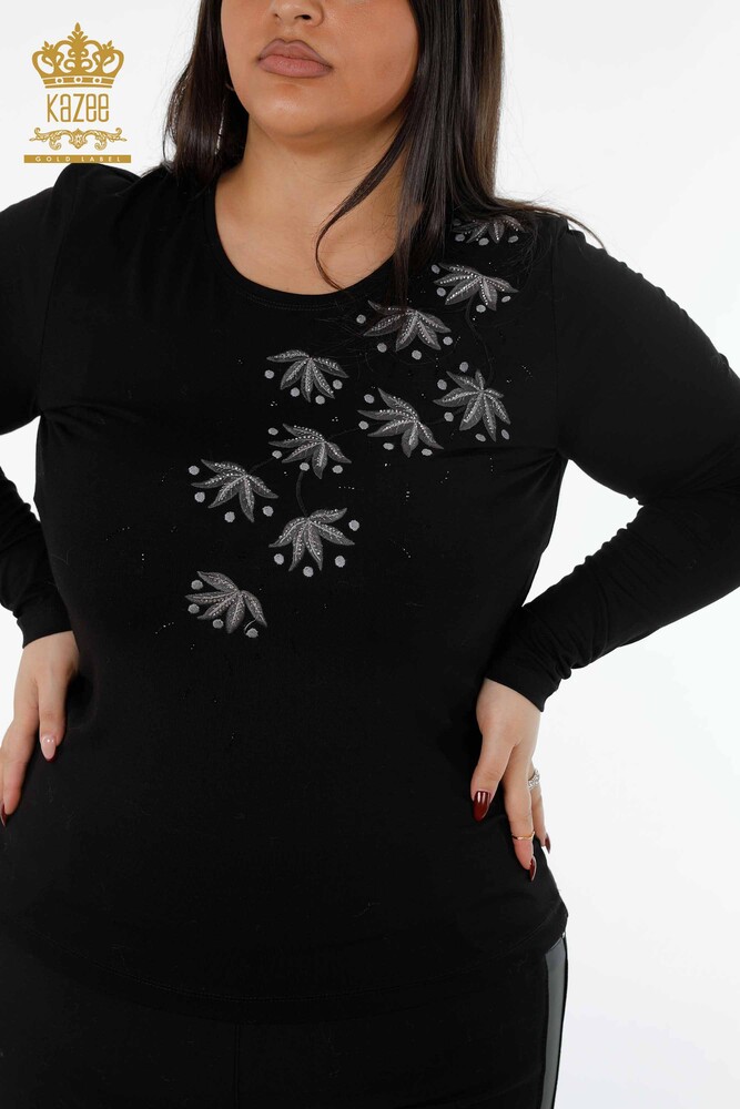 فروش عمده بلوز زنانه - خال خالی - طرح گل - سنگ دوزی - 79009 | KAZEE - 8