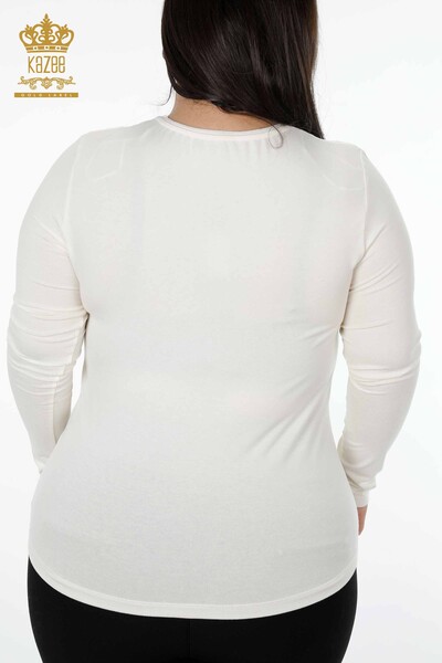 فروش عمده بلوز زنانه - خال خالی - طرح گل - سنگ دوزی - 79009 | KAZEE - 18