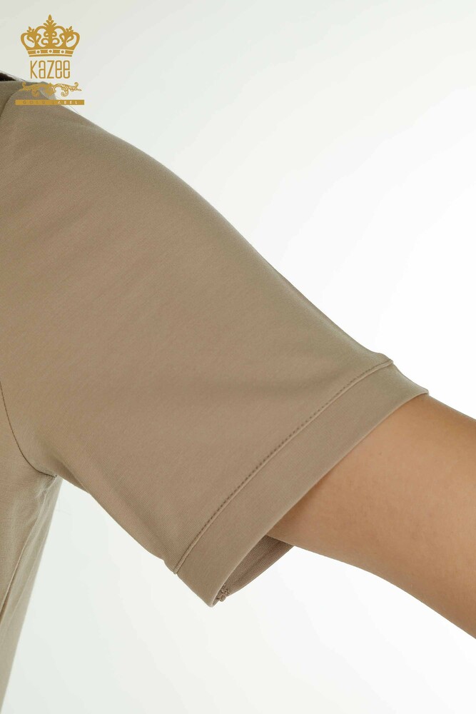 فروش عمده بلوز زنانه - یقه پولو - بژ - 79503 | KAZEE - 5