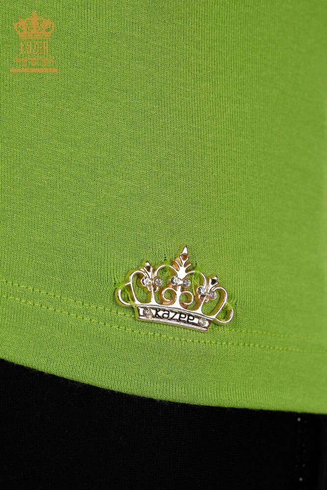 فروش عمده بلوز زنانه - آستین کوتاه - پایه - سبز پسته ای - 79287 | KAZEE - 5