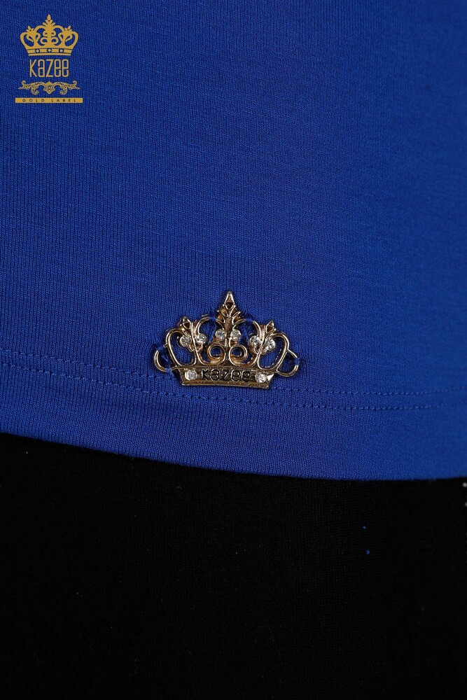 فروش عمده بلوز زنانه - آستین کوتاه - پایه - ساکس - 79287 | KAZEE - 5