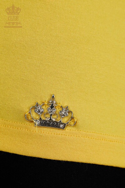 فروش عمده بلوز زنانه - آستین کوتاه - پایه - زرد - 79287 | KAZEE - 5