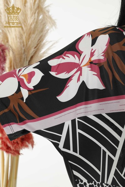 فروش عمده بلوز زنانه - آستین کوتاه - مشکی - 12043 | KAZEE - 6