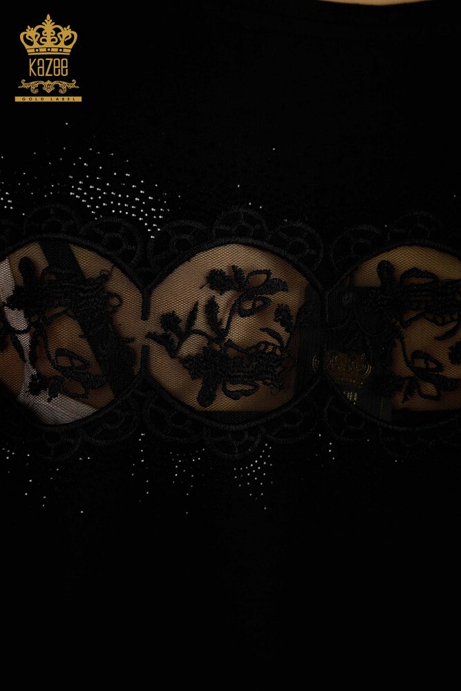 فروش عمده بلوز زنانه - آستین کوتاه - مشکی - 79302 | KAZEE - 7