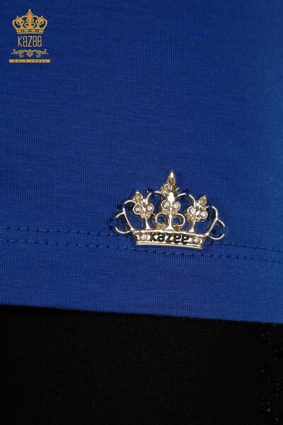 فروش عمده بلوز زنانه - آستین کوتاه - آبی تیره - 79178 | KAZEE - 5