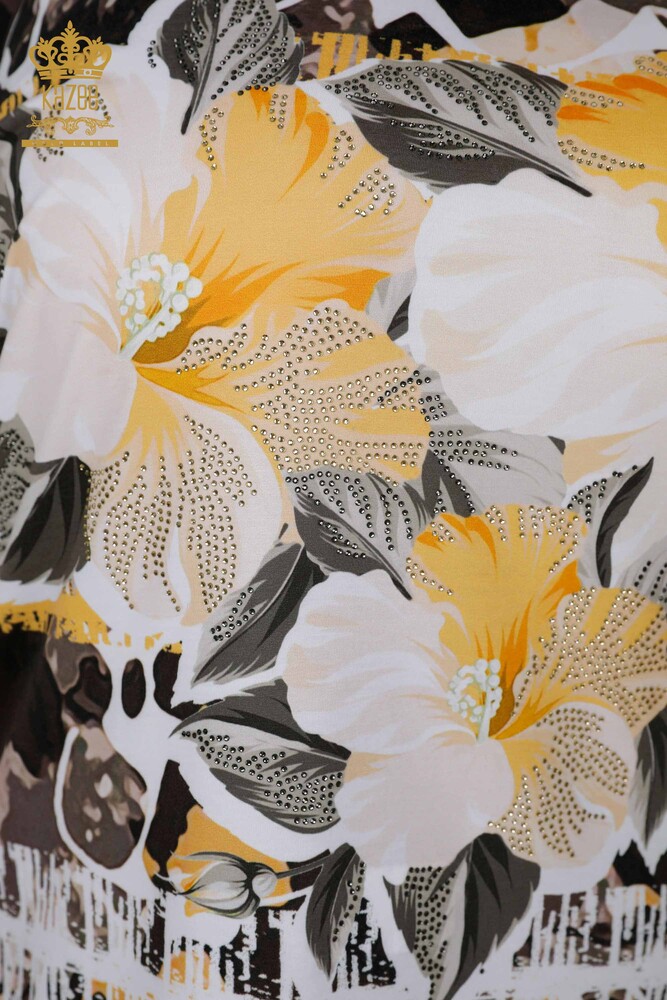 فروش عمده بلوز زنانه - آستین کوتاه - دیجیتال - 12202 | KAZEE - 3