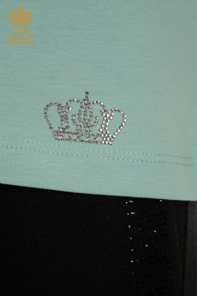 فروش عمده بلوز زنانه - آستین کوتاه - نعنا - 79561 | KAZEE - 5