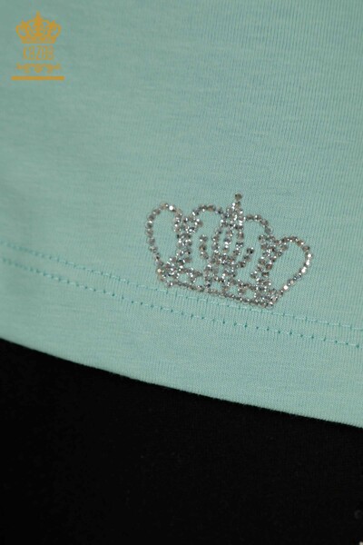 فروش عمده بلوز زنانه - آستین کوتاه - نعنا - 79563 | KAZEE - 5