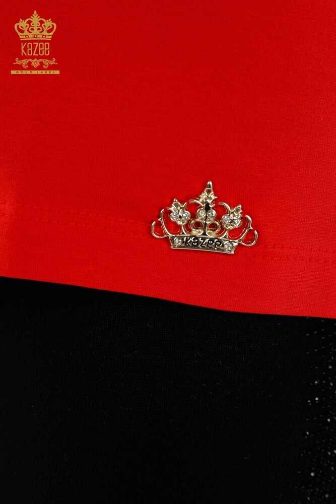 فروش عمده بلوز زنانه - آستین کوتاه - قرمز - 79178 | KAZEE - 4