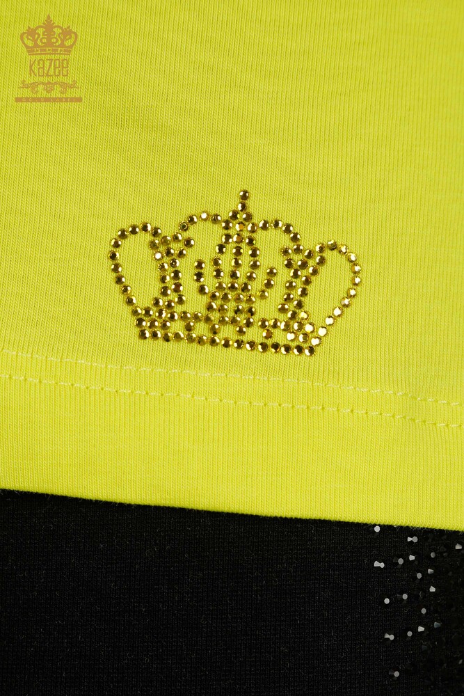 فروش عمده بلوز زنانه - آستین کوتاه - زرد - 79561 | KAZEE - 5