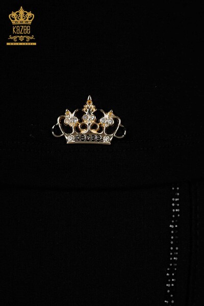 فروش عمده بلوز زنانه - تکه تکه شانه - مشکی - 79220 | KAZEE - 5