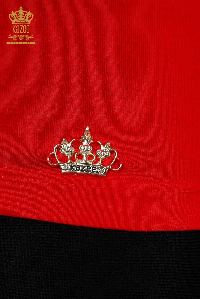 فروش عمده بلوز زنانه آستین دار قرمز پایه - 79262 | KAZEE - 4