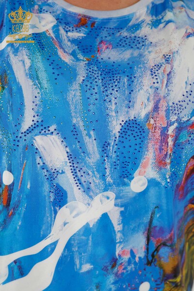 فروش عمده بلوز زنانه - سنگ دوزی - آبی - 77000 | KAZEE - 3