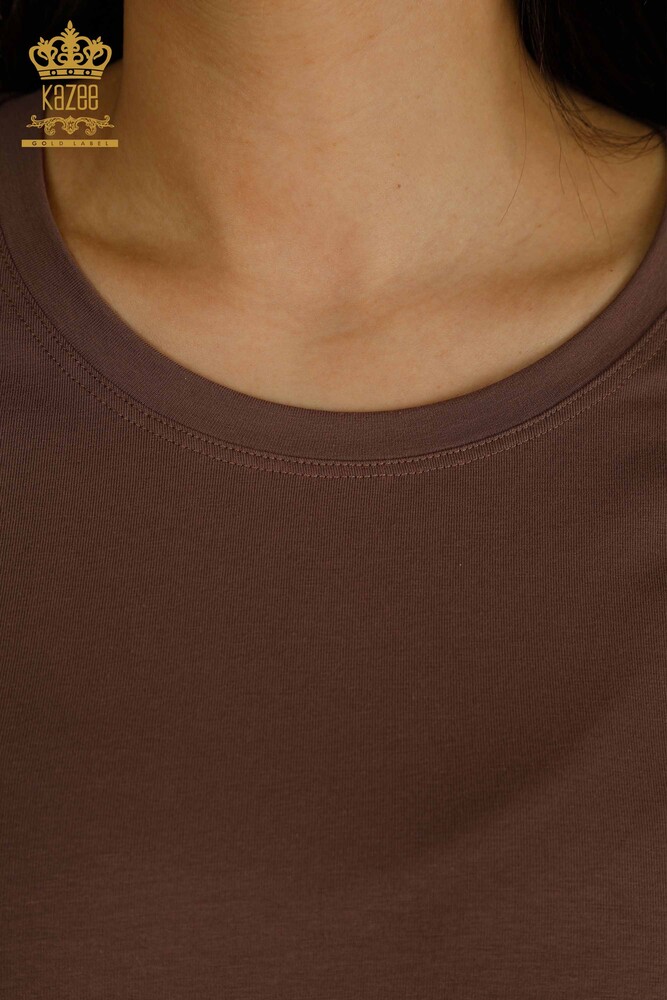 فروش عمده بلوز زنانه - سنگ دوزی - قهوه ای - 79565 | KAZEE - 3