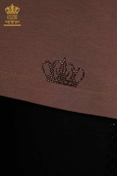 فروش عمده بلوز زنانه - سنگ دوزی - قهوه ای - 79565 | KAZEE - 5