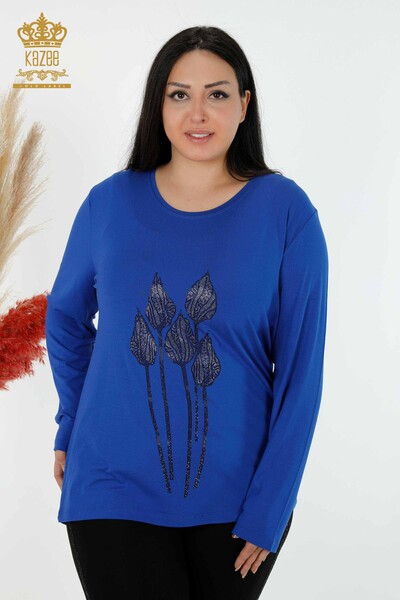 فروش عمده بلوز زنانه سنگ دوزی - ساکس - 79041 | KAZEE 