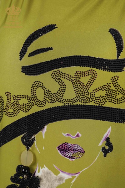 فروش عمده بلوز زنانه - سنگ دوزی - سبز پسته ای - 77756 | KAZEE - 5