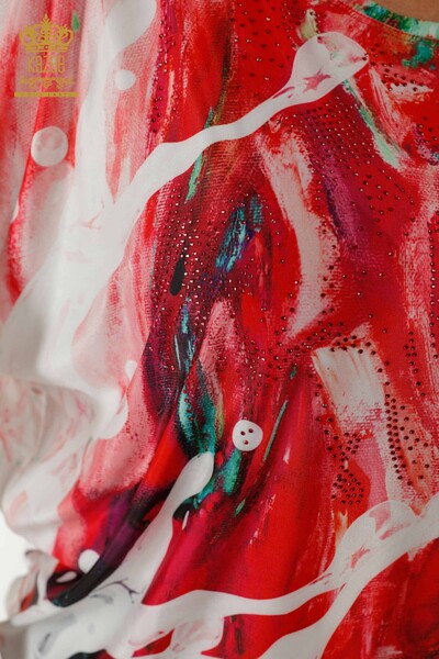 فروش عمده بلوز زنانه - سنگ دوزی - قرمز - 77000 | KAZEE - 4