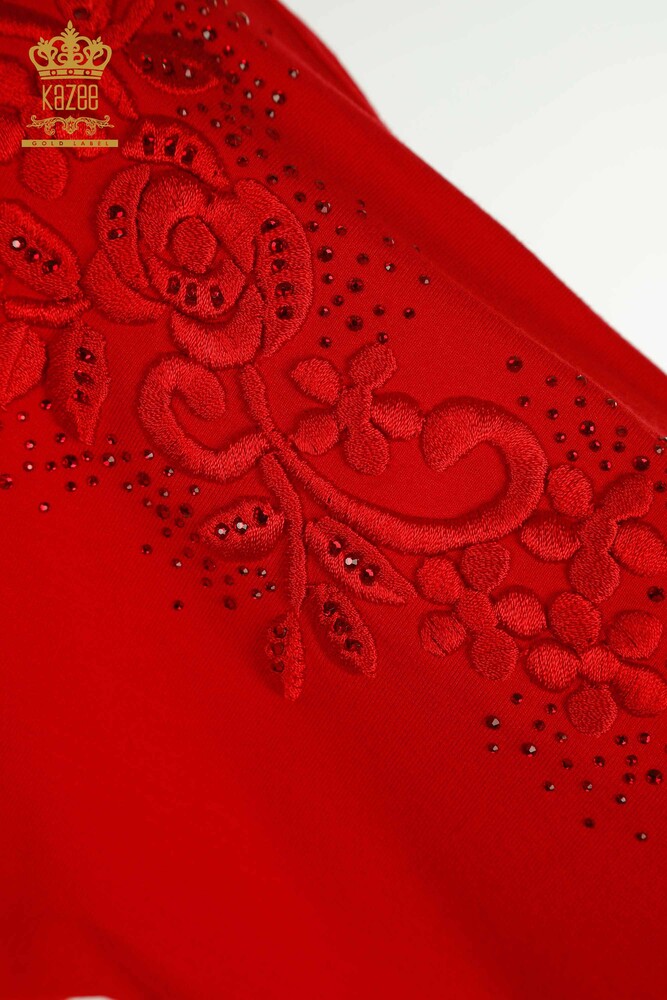 فروش عمده بلوز زنانه - سنگ دوزی - قرمز - 79097 | KAZEE - 5