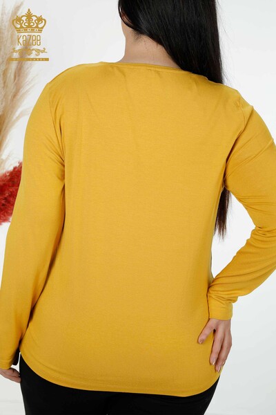 عمده فروشی بلوز زنانه با سنگ دوزی زعفران-79041 | کازی - 6