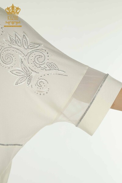 فروش عمده بلوز زنانه تول با جزئیات اکرو - 79051 | KAZEE - 3