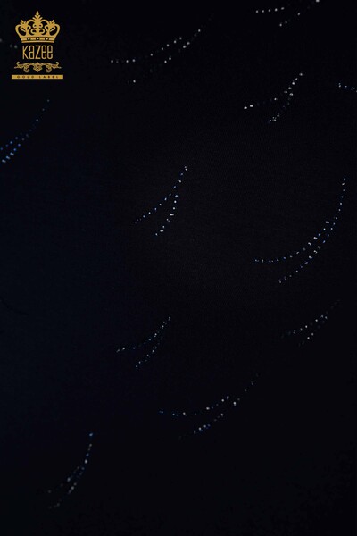 فروش عمده بلوز زنانه - مشروب توری - آبی سرمه ای - 79086 | KAZEE - 3