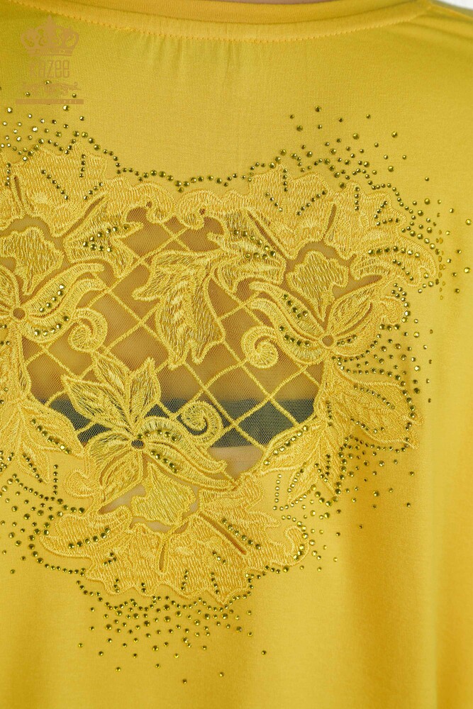 فروش عمده بلوز زنانه - توری تفصیلی - زعفرانی - 79390 | KAZEE - 8