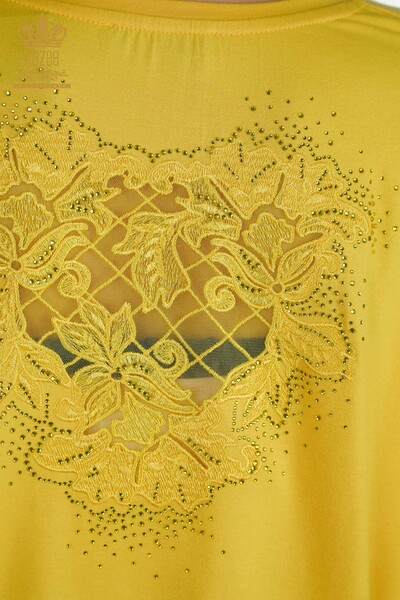 فروش عمده بلوز زنانه - توری تفصیلی - زعفرانی - 79390 | KAZEE - 8