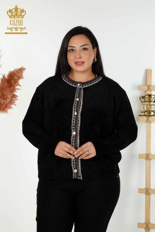 فروش عمده ژاکت کش باف پشمی زنانه آنگورا مشکی - 30183 | KAZEE