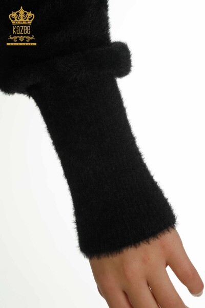 فروش عمده ژاکت کش باف پشمی زنانه آنگورا مشکی - 30447 | KAZEE - 6