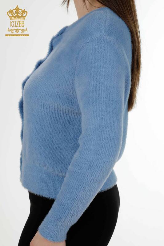 فروش عمده ژاکت کش باف پشمی زنانه آنگورا آبی - 19099 | KAZEE