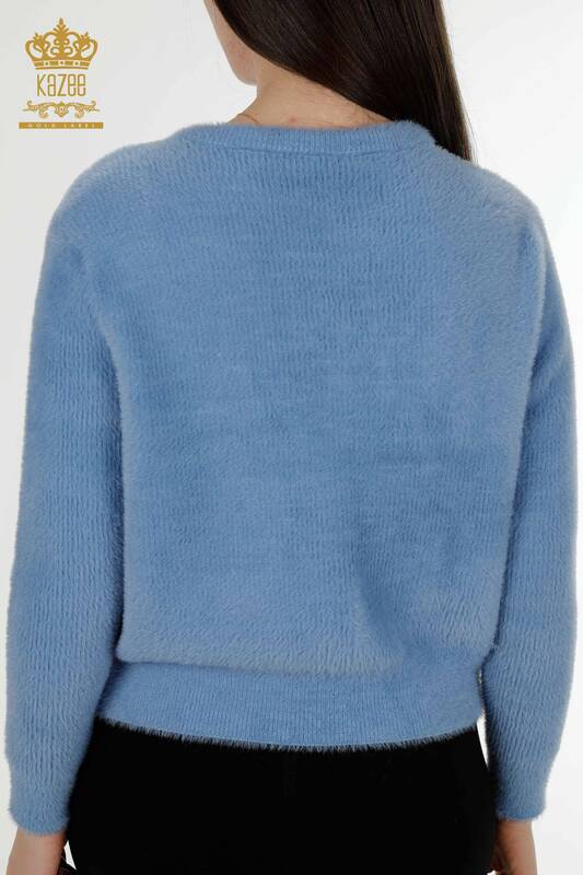 فروش عمده ژاکت کش باف پشمی زنانه آنگورا آبی - 19099 | KAZEE