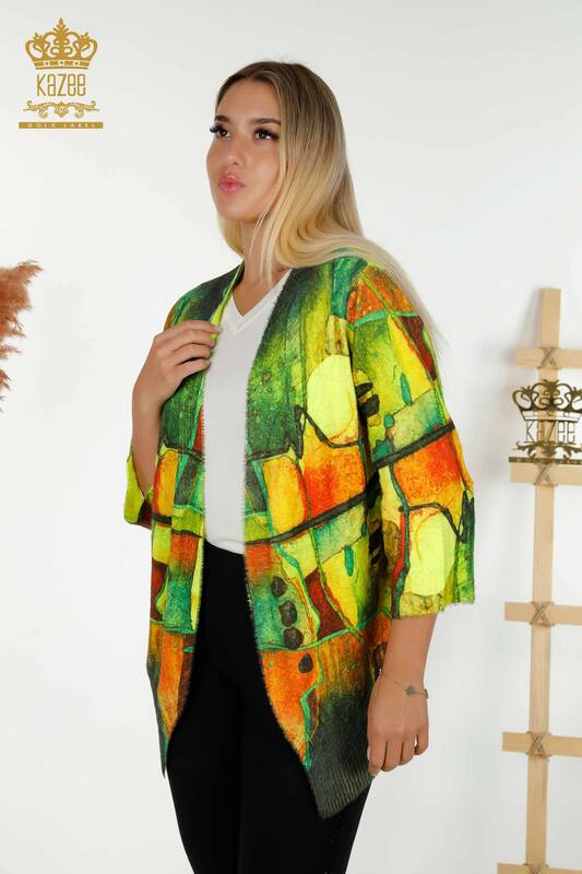 فروش عمده ژاکت کش باف پشمی زنانه - آنگورا - رنگی دیجیتال - 30346 | KAZEE