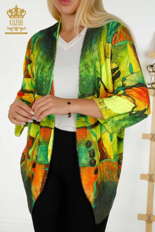 فروش عمده ژاکت کش باف پشمی زنانه - آنگورا - رنگی دیجیتال - 30346 | KAZEE