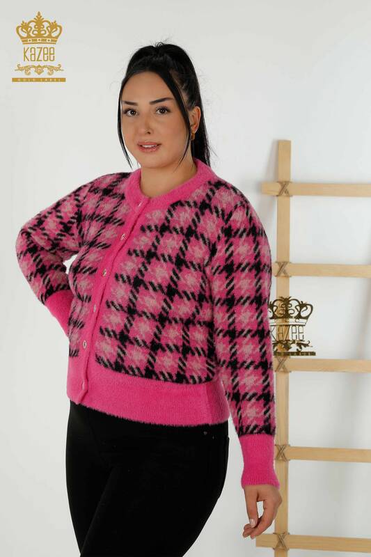 فروش عمده ژاکت کش باف پشمی زنانه - آنگورا - فوشیا - 30128 | KAZEE