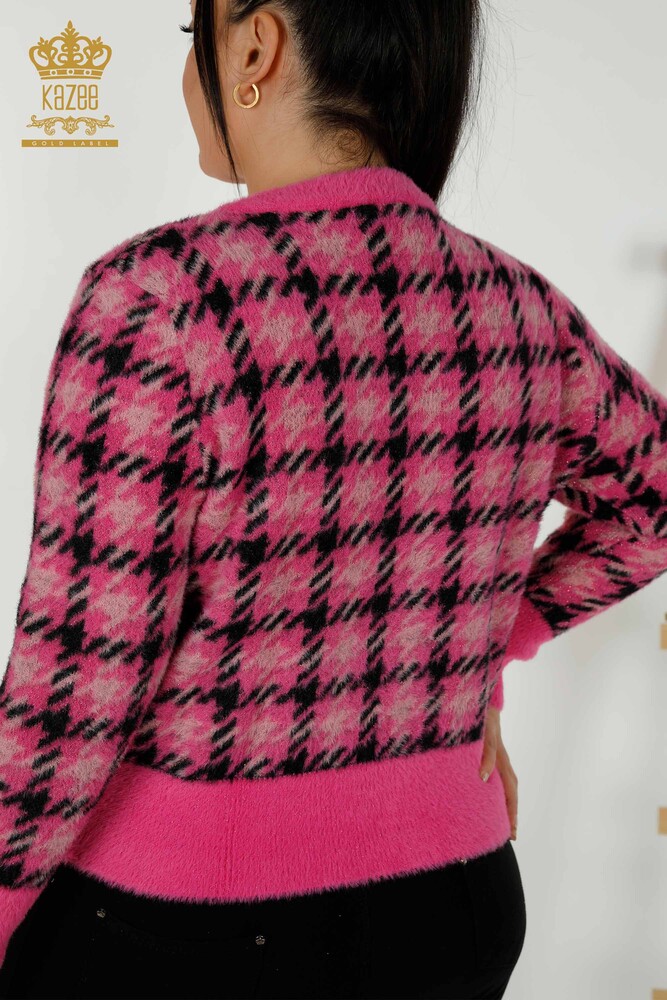 فروش عمده ژاکت کش باف پشمی زنانه - آنگورا - فوشیا - 30128 | KAZEE - 6