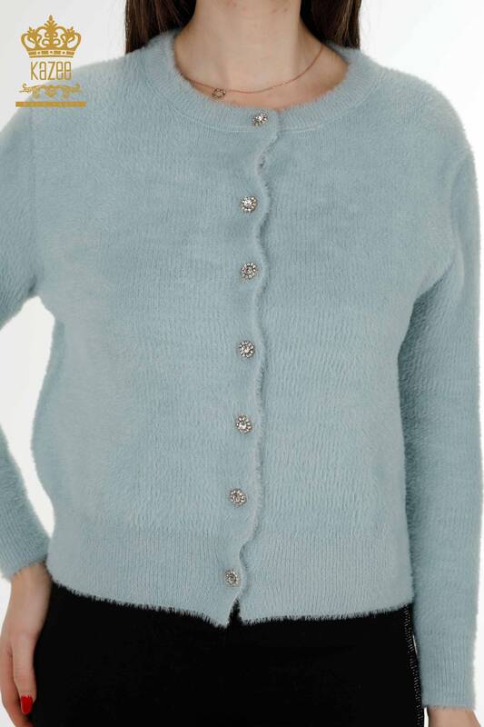 فروش عمده ژاکت کش باف پشمی زنانه آنگورا آبی روشن - 19099 | KAZEE