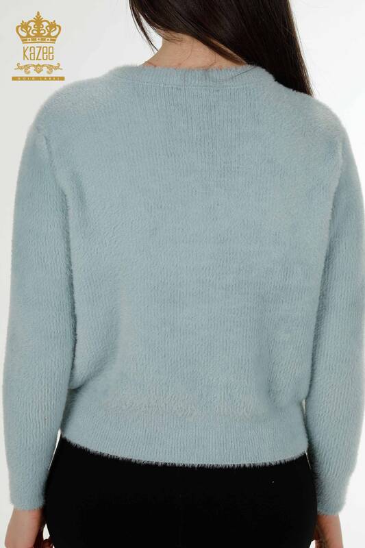 فروش عمده ژاکت کش باف پشمی زنانه آنگورا آبی روشن - 19099 | KAZEE