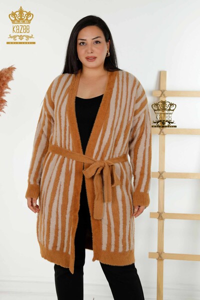 فروش عمده ژاکت کش باف پشمی زنانه آنگورا دو رنگ قهوه ای - 30312 | KAZEE - Thumbnail