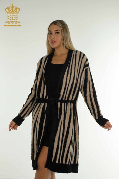 فروش عمده ژاکت کش باف پشمی زنانه آنگورا دو رنگ بژ - 30312 | KAZEE - Thumbnail