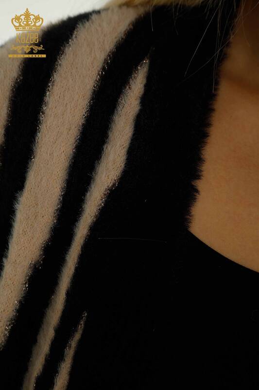 فروش عمده ژاکت کش باف پشمی زنانه آنگورا دو رنگ بژ - 30312 | KAZEE