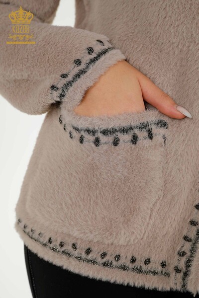 فروش عمده ژاکت کش باف پشمی زنانه - آنگورا - دو جیب - راسو - 30371 | KAZEE - Thumbnail