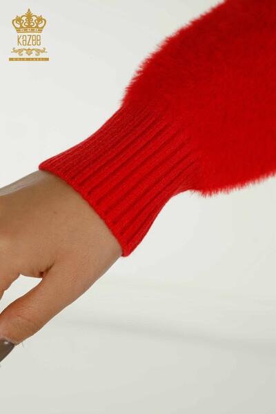 فروش عمده ژاکت کش باف پشمی زنانه - دکمه ای - قرمز - 30626 | KAZEE - Thumbnail
