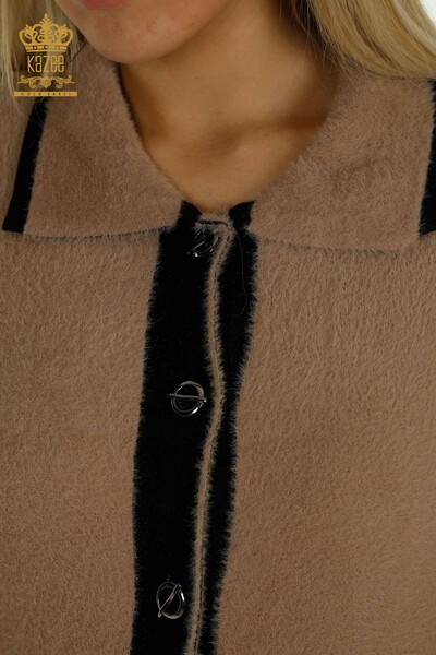 فروش عمده ژاکت کش باف پشمی زنانه - دکمه دار - آنگورا - راسو - 30444 | KAZEE - Thumbnail (2)