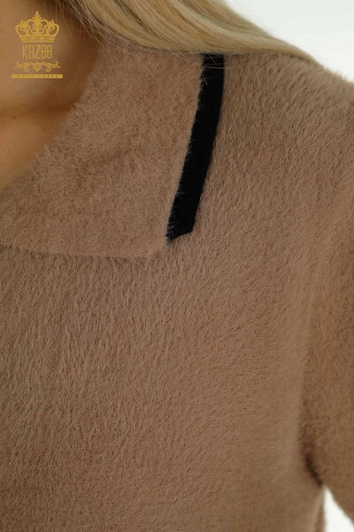 فروش عمده ژاکت کش باف پشمی زنانه - دکمه دار - آنگورا - راسو - 30444 | KAZEE - Thumbnail