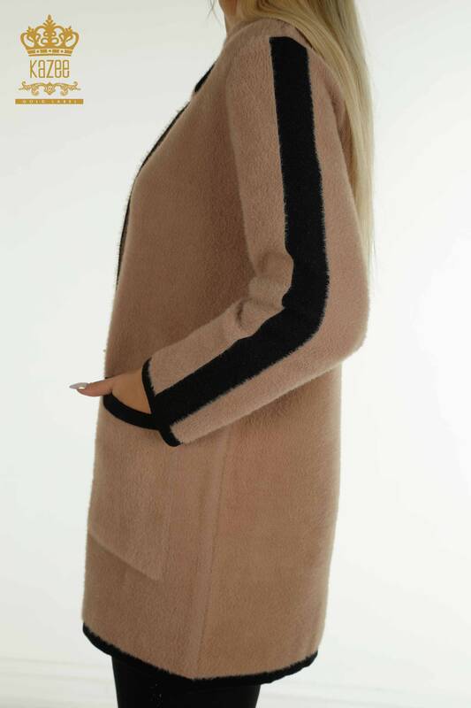 فروش عمده ژاکت کش باف پشمی زنانه - دکمه دار - آنگورا - راسو - 30444 | KAZEE